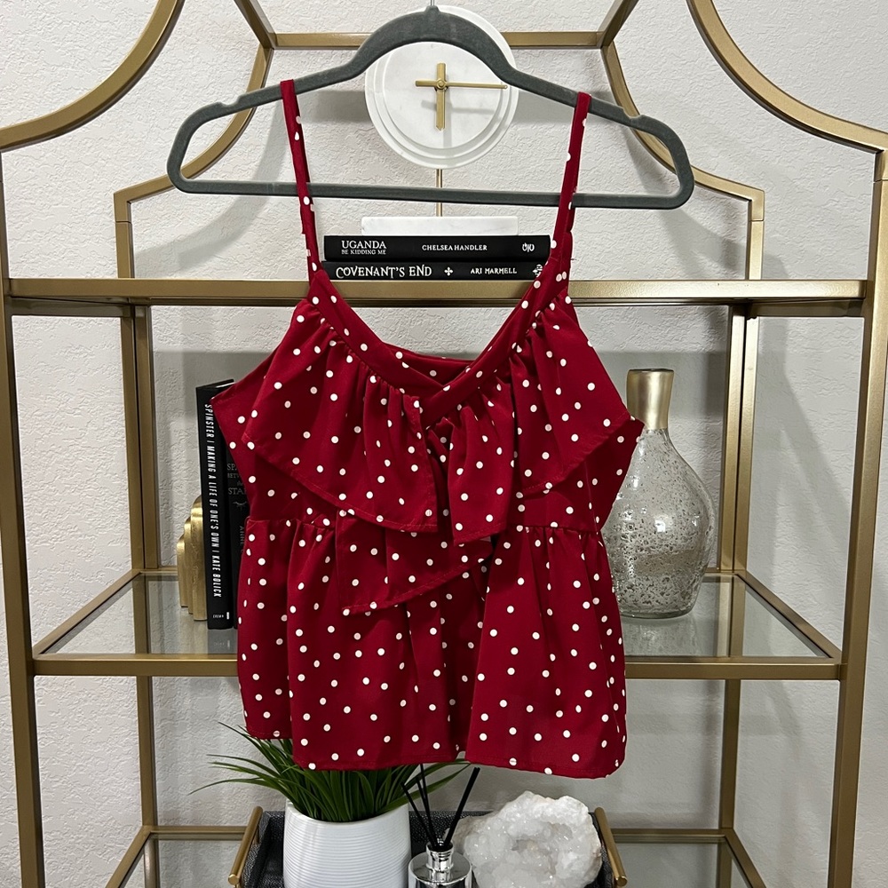 Dotted Ruffle Top